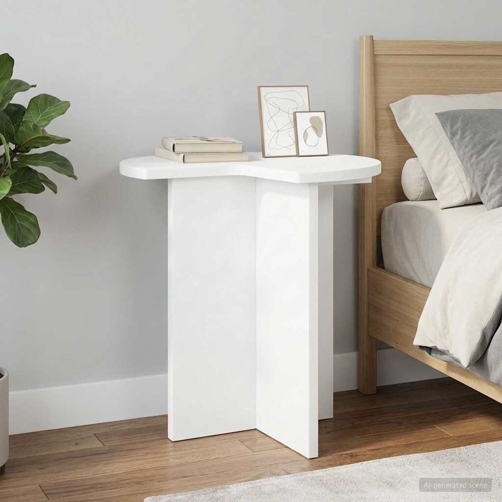 vidaXL Странична маса 2 бр. Бяло Ø 39 x 38 см Инженерна дървесина