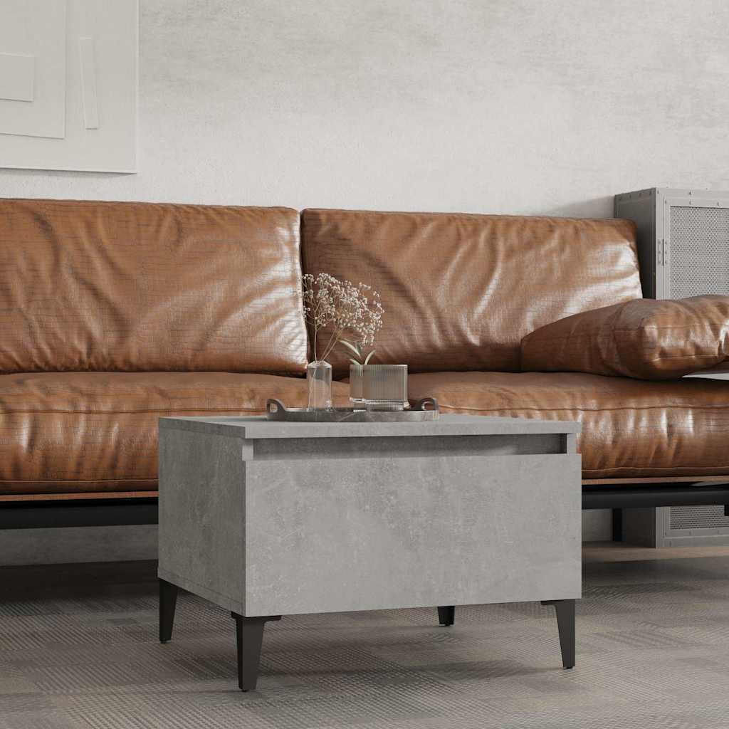 vidaXL Странична маса бетонно сива 50x46x35 см инженерно дърво