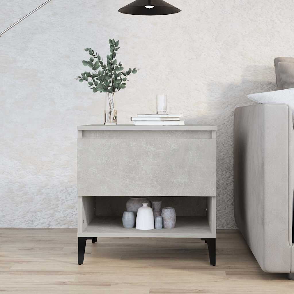 vidaXL Странична маса бетонно сива 50x46x50 см инженерно дърво