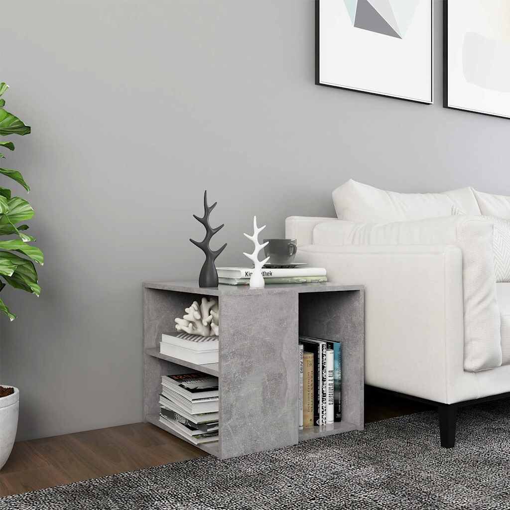 vidaXL Странична маса бетонно сива 50x50x45 см инженерно дърво