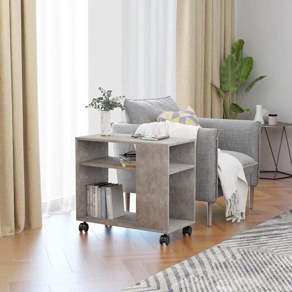 vidaXL Странична маса бетонно сива 70x35x605 см инженерна дървесина