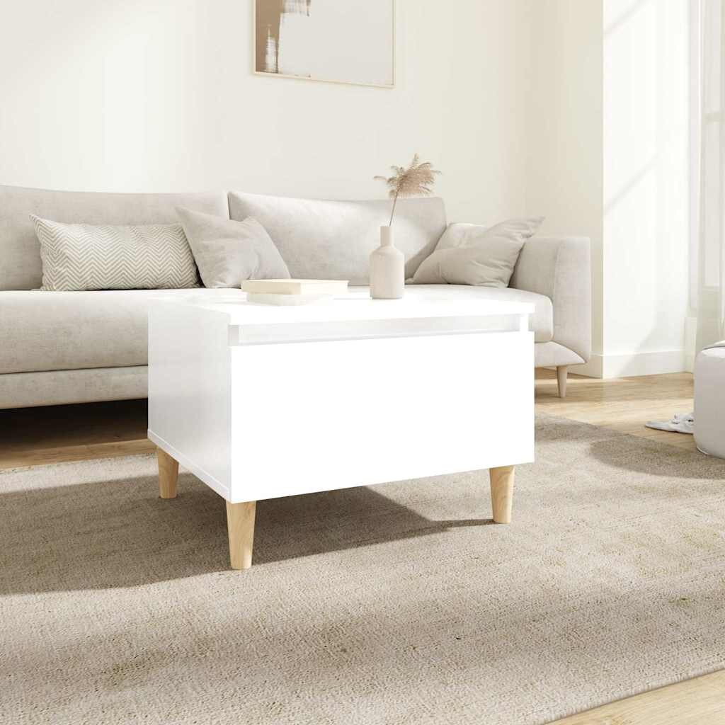 vidaXL Странична маса бял гланц 50x46x35 см инженерно дърво