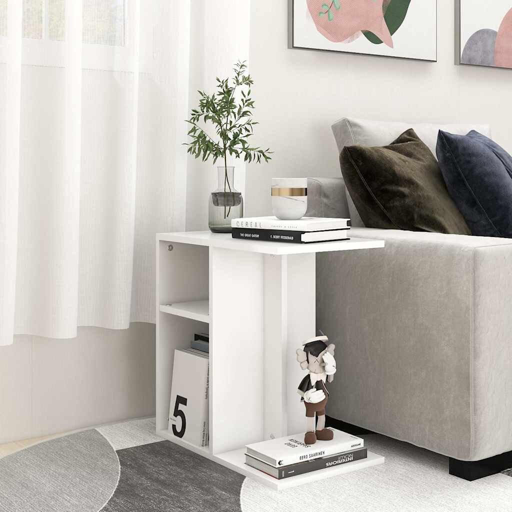 vidaXL Странична маса бяла 50x30x50 см инженерно дърво