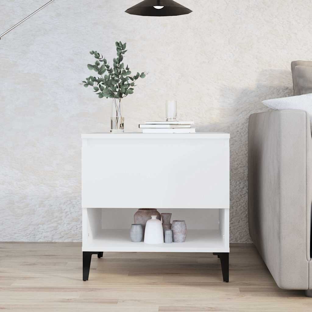 vidaXL Странична маса бяла 50x46x50 см инженерно дърво