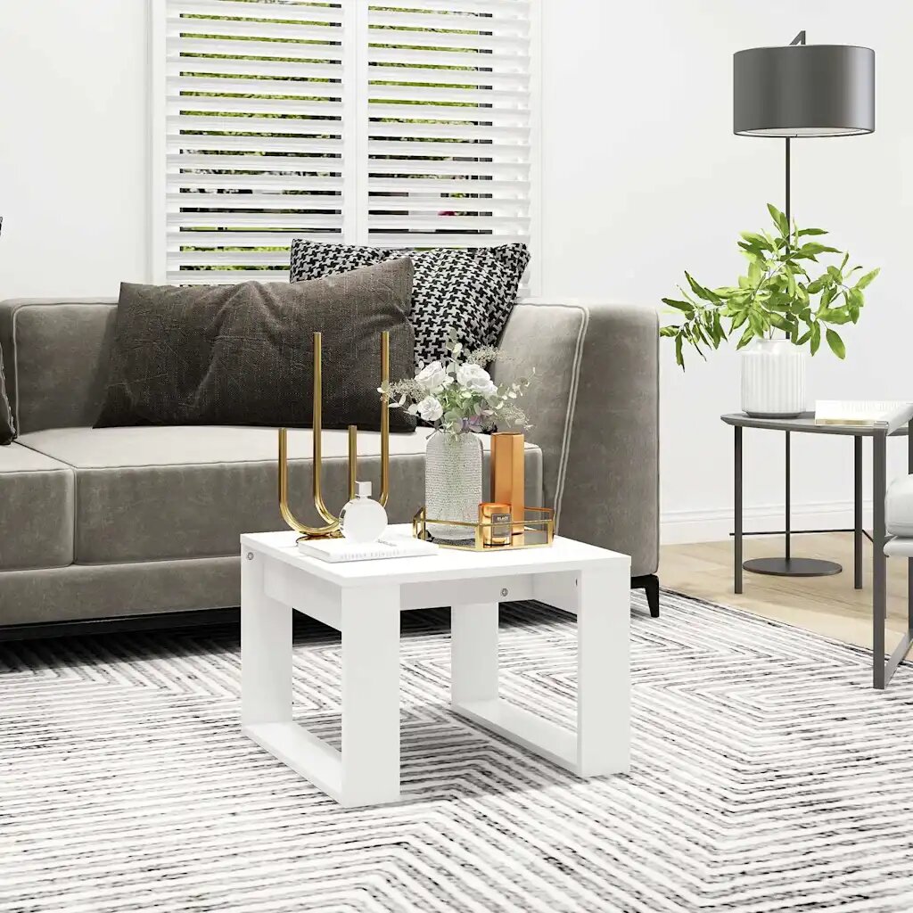 vidaXL Странична маса бяла 50x50x35 см инженерно дърво