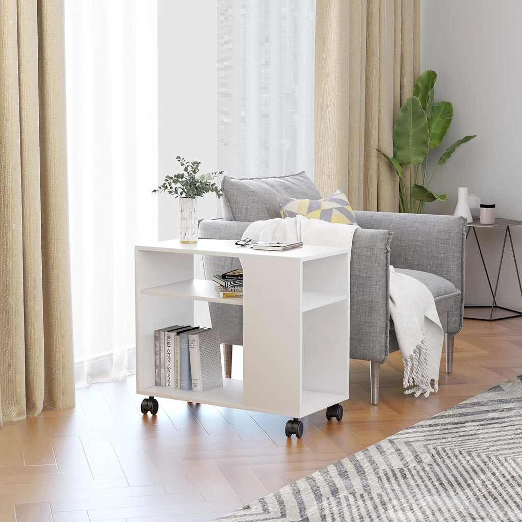 vidaXL Странична маса бяла 70x35x605 см инженерна дървесина