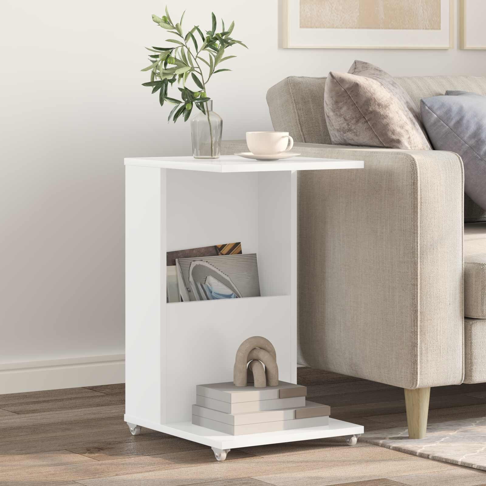 vidaXL Странична маса Бяло 40 x 35 x 60 см Инженерна дървесина