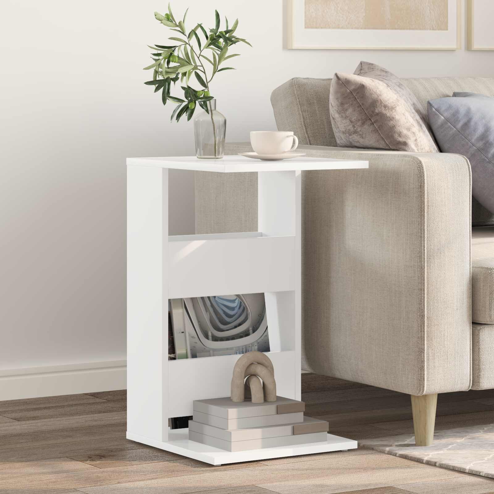 vidaXL Странична маса Бяло 40 x 35 x 605 см Инженерна дървесина