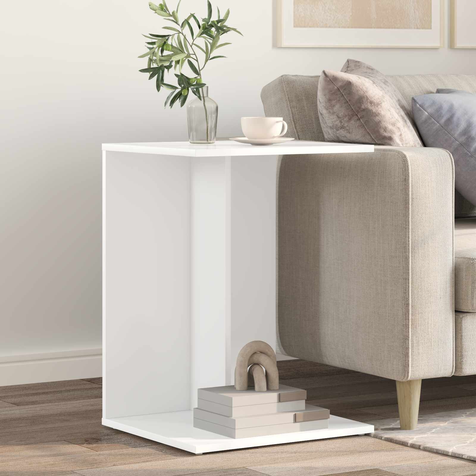 vidaXL Странична маса Бяло 45 x 40 x 625 см Инженерна дървесина