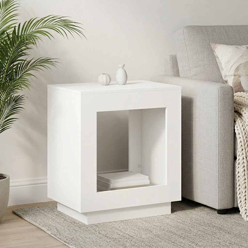vidaXL Странична маса Бяло 60 x 40 x 65 см Инженерна дървесина