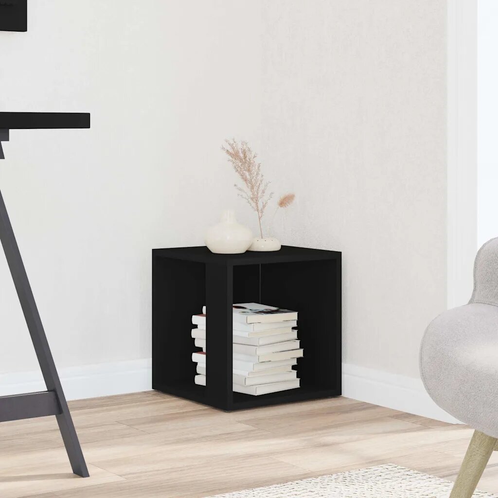 vidaXL Странична маса черна 33x33x345 см инженерно дърво