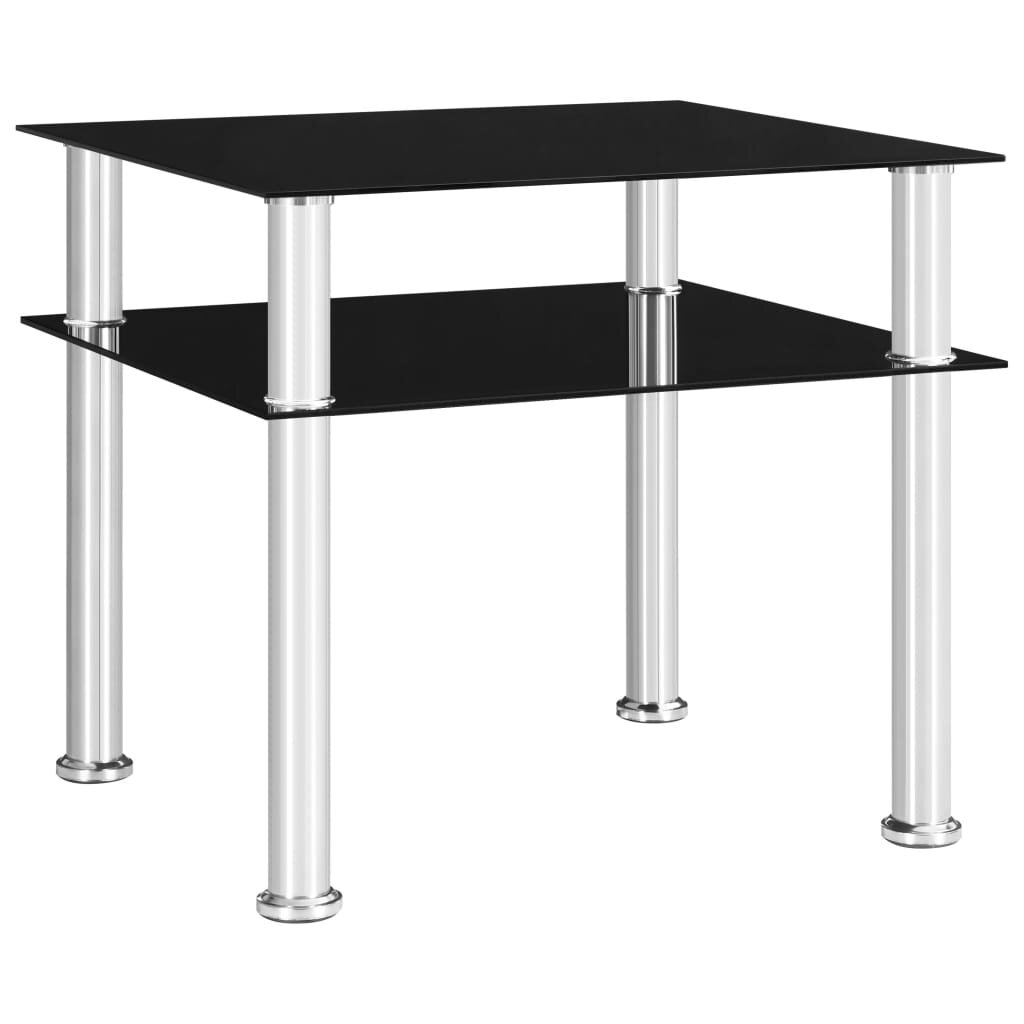 vidaXL Странична маса черна 45x50x45 см закалено стъкло