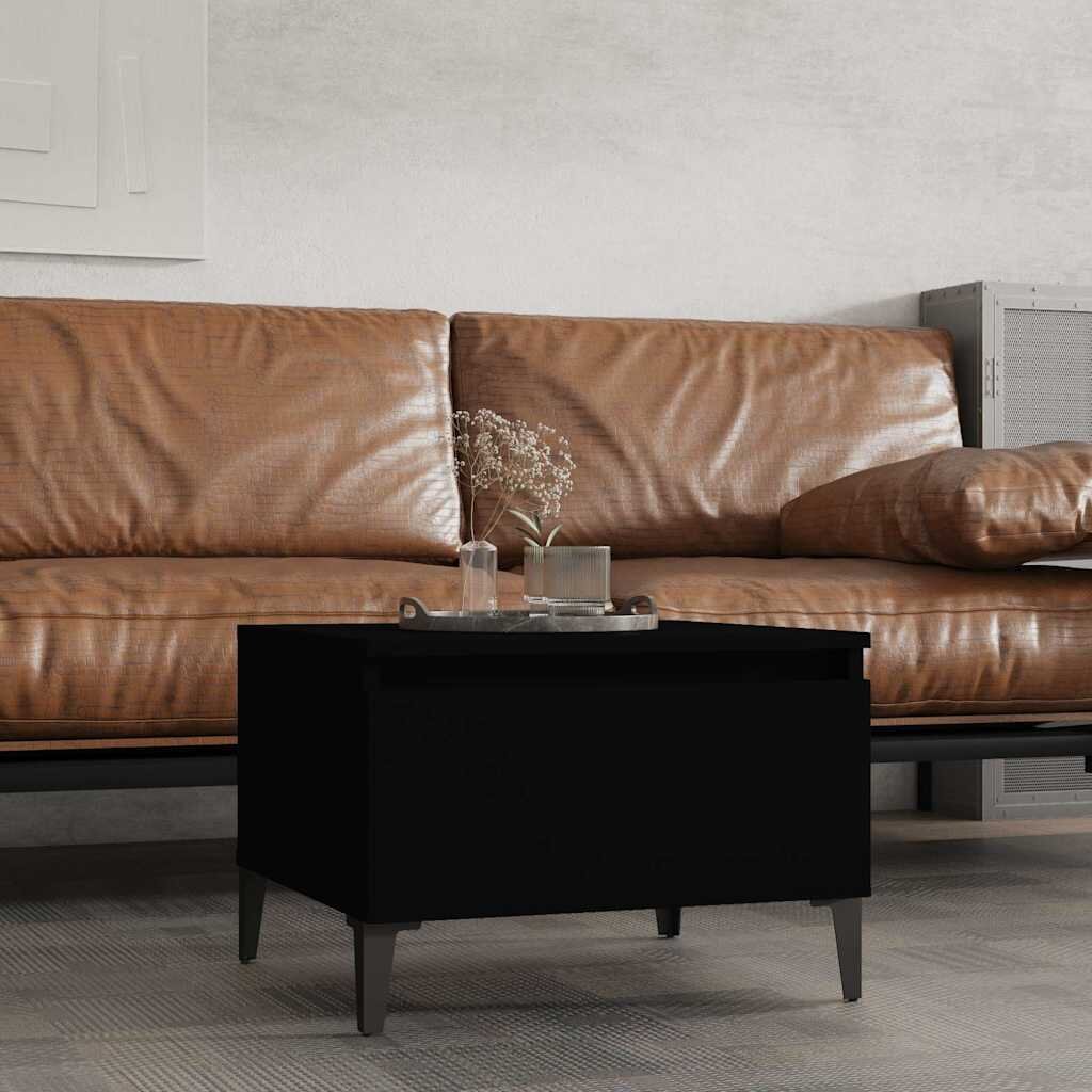 vidaXL Странична маса черна 50x46x35 см инженерно дърво