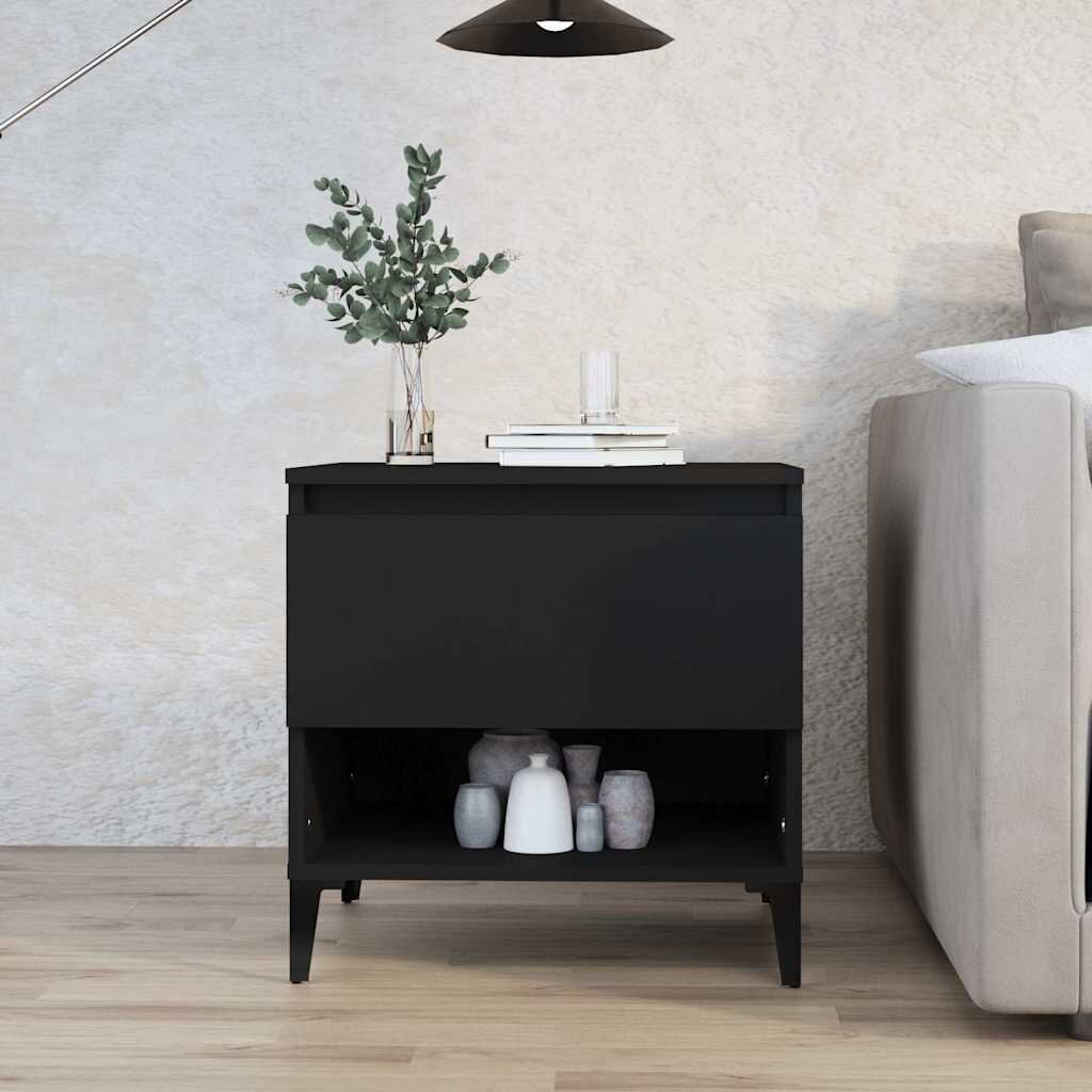 vidaXL Странична маса черна 50x46x50 см инженерно дърво