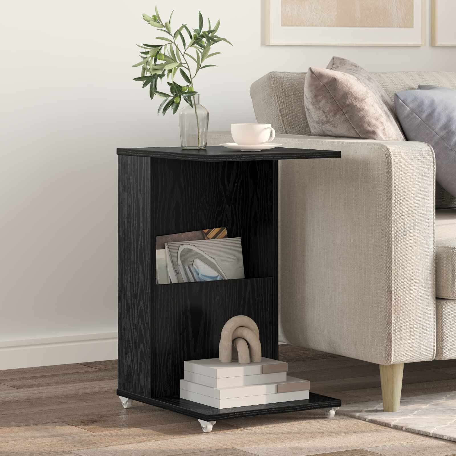 vidaXL Странична маса Черния дъб 40 x 35 x 60 см Инженерна дървесина