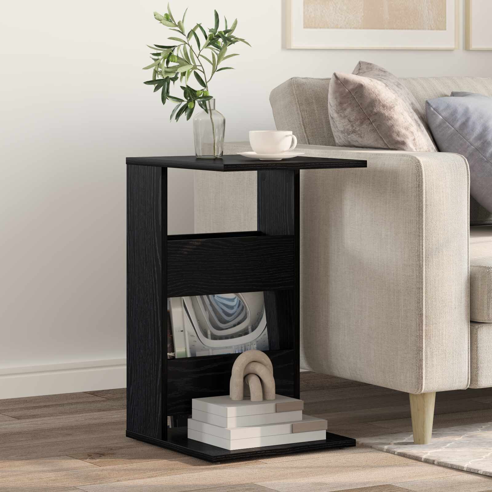vidaXL Странична маса Черния дъб 40 x 35 x 605 см Инженерна дървесина