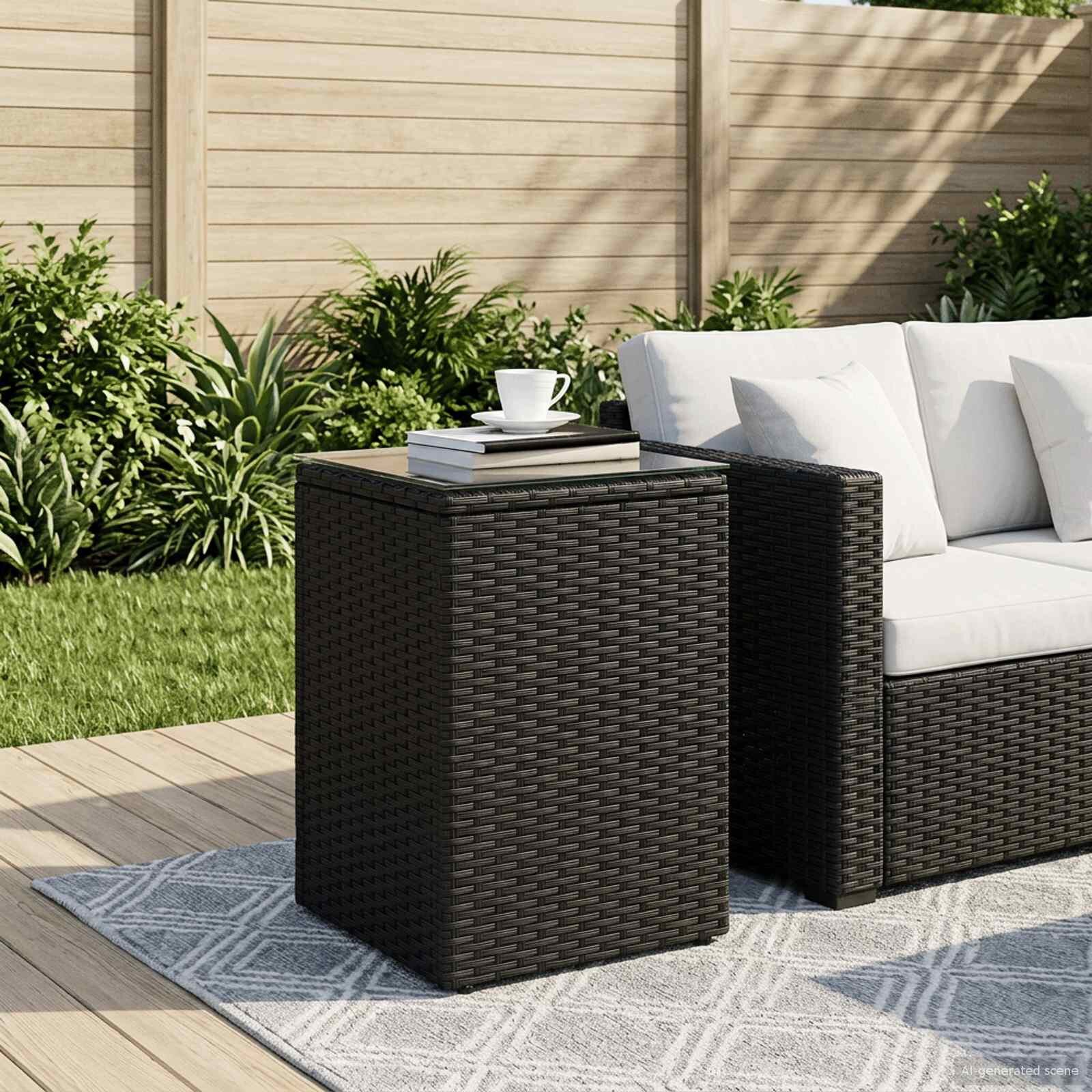 vidaXL Странична маса Черно 35 x 35 x 50 см полиратан