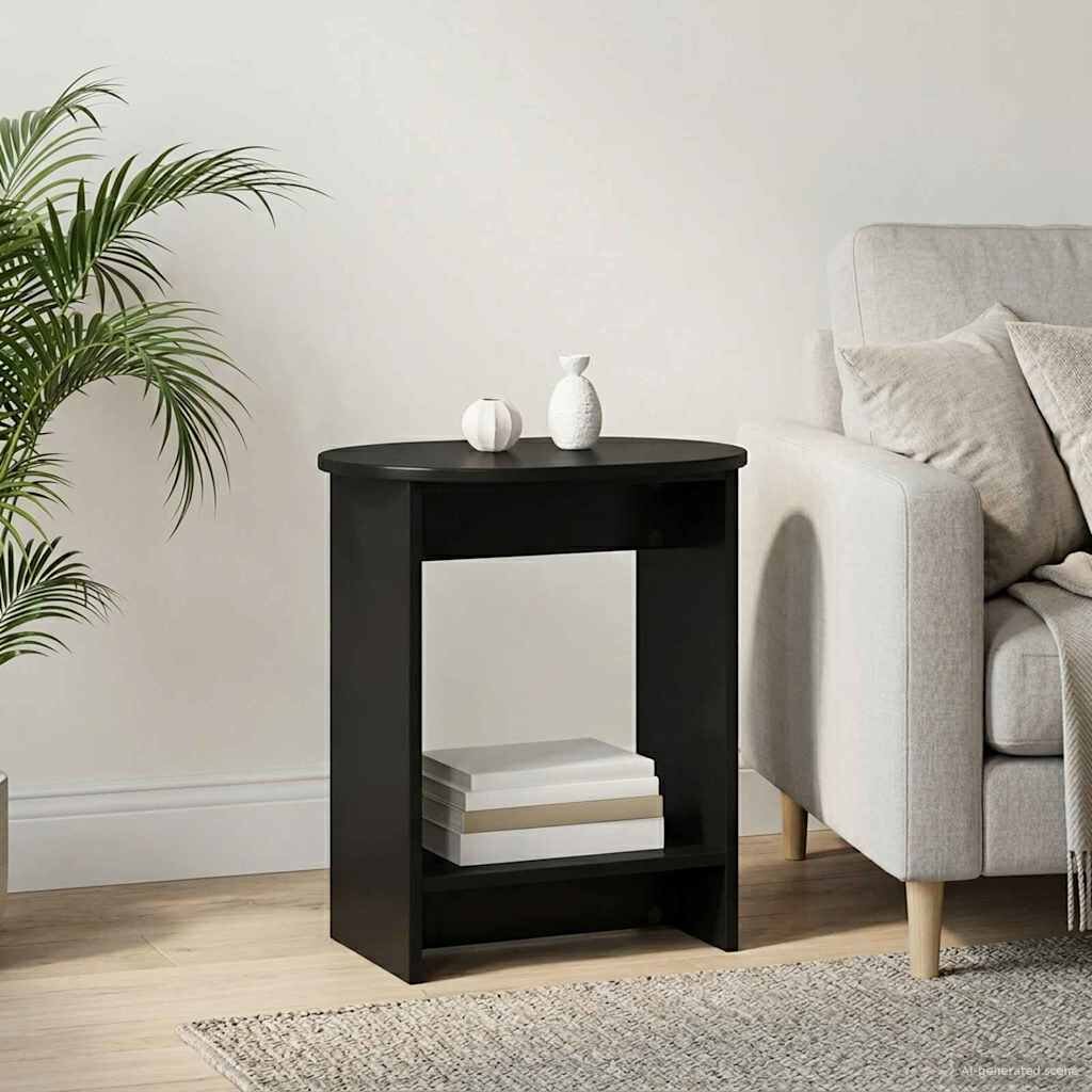 vidaXL Странична маса Черно 50 x 395 x 55 см Инженерна дървесина