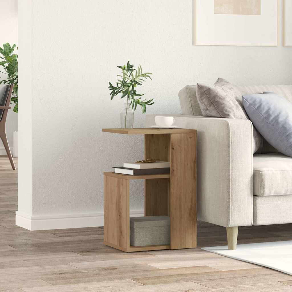 vidaXL Странична маса дъб артизан 36x30x56 см инженерно дърво