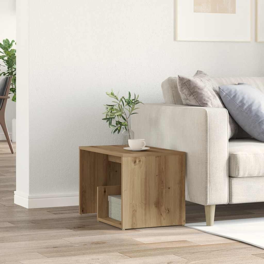 vidaXL Странична маса дъб артизан 59x36x38 см инженерно дърво