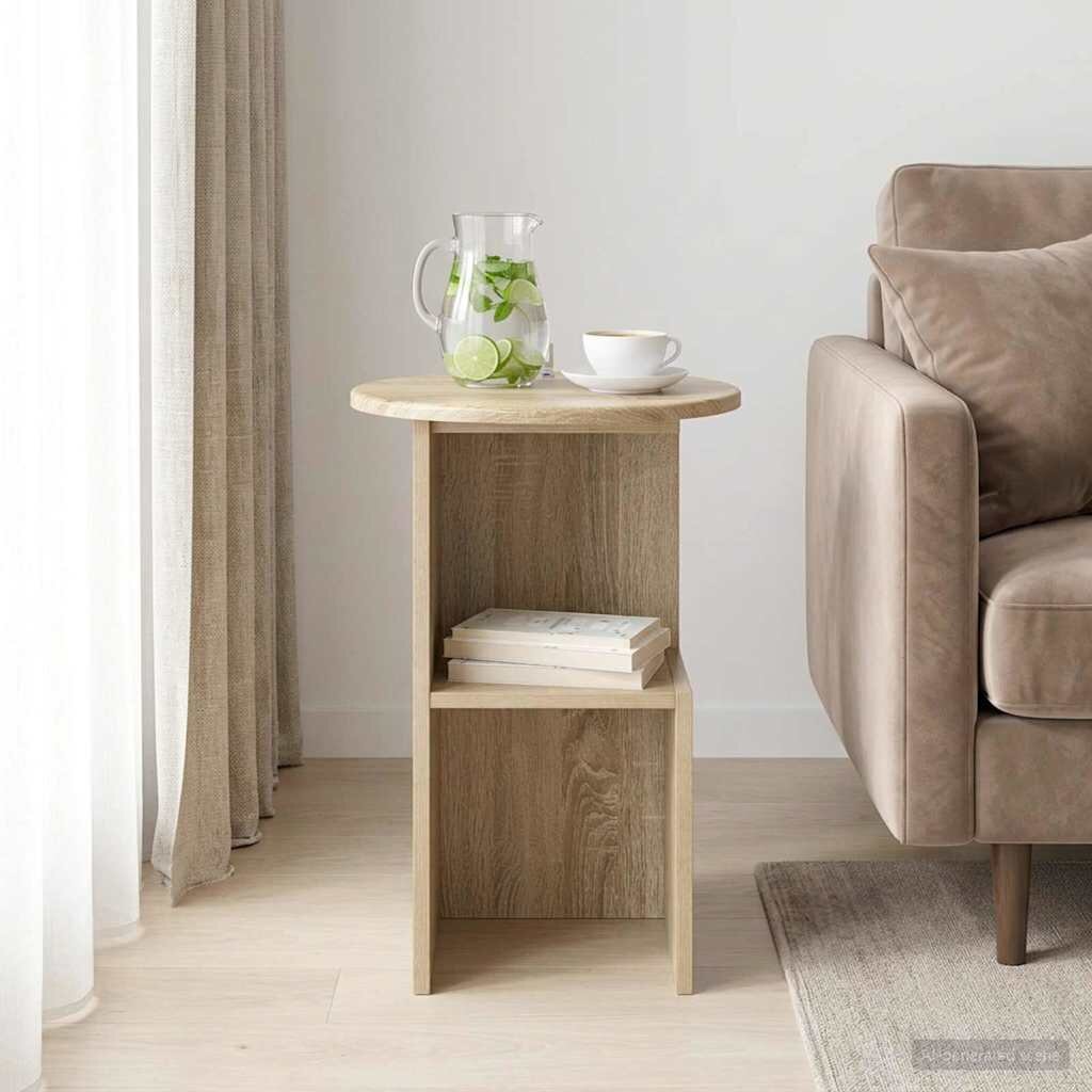 vidaXL Странична маса Дъб сонома Ø 395 x 55 см Инженерна дървесина