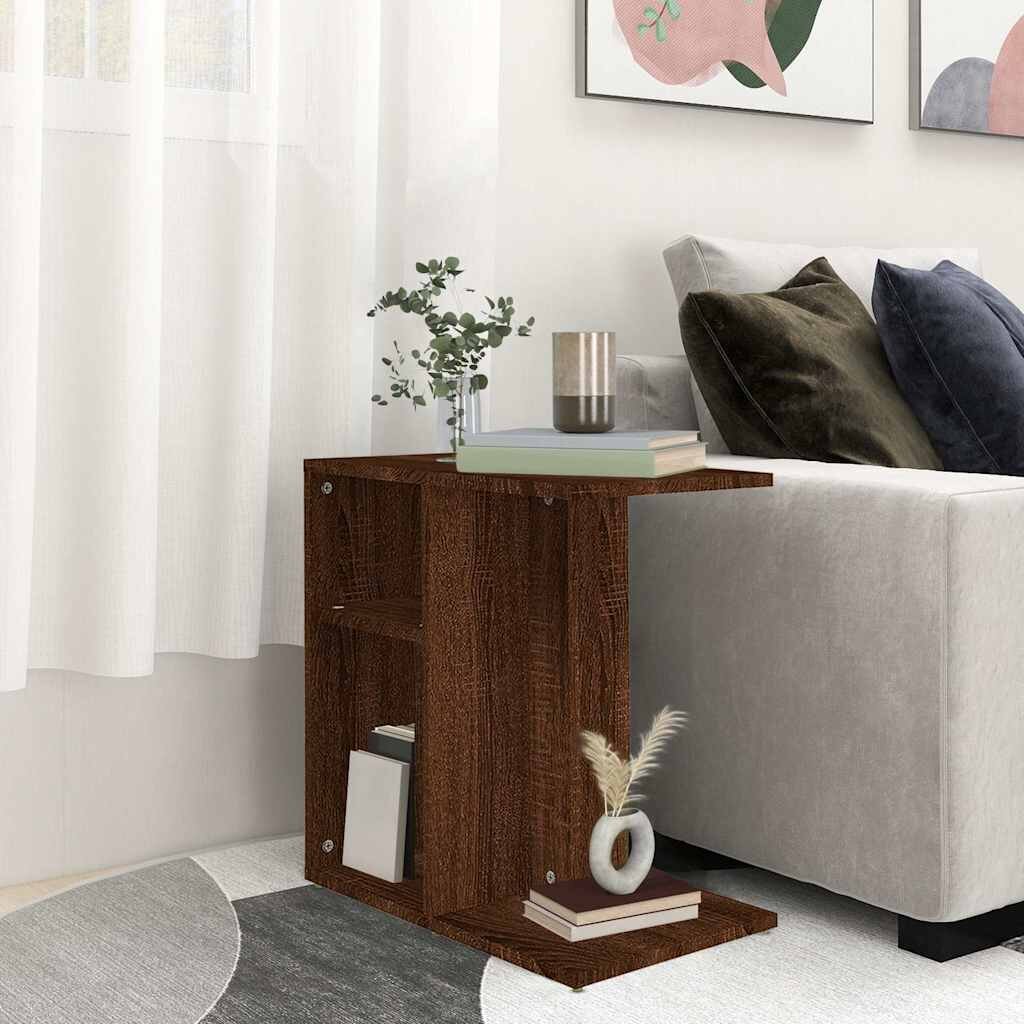 vidaXL Странична маса кафяв дъб 50x30x50 см инженерно дърво