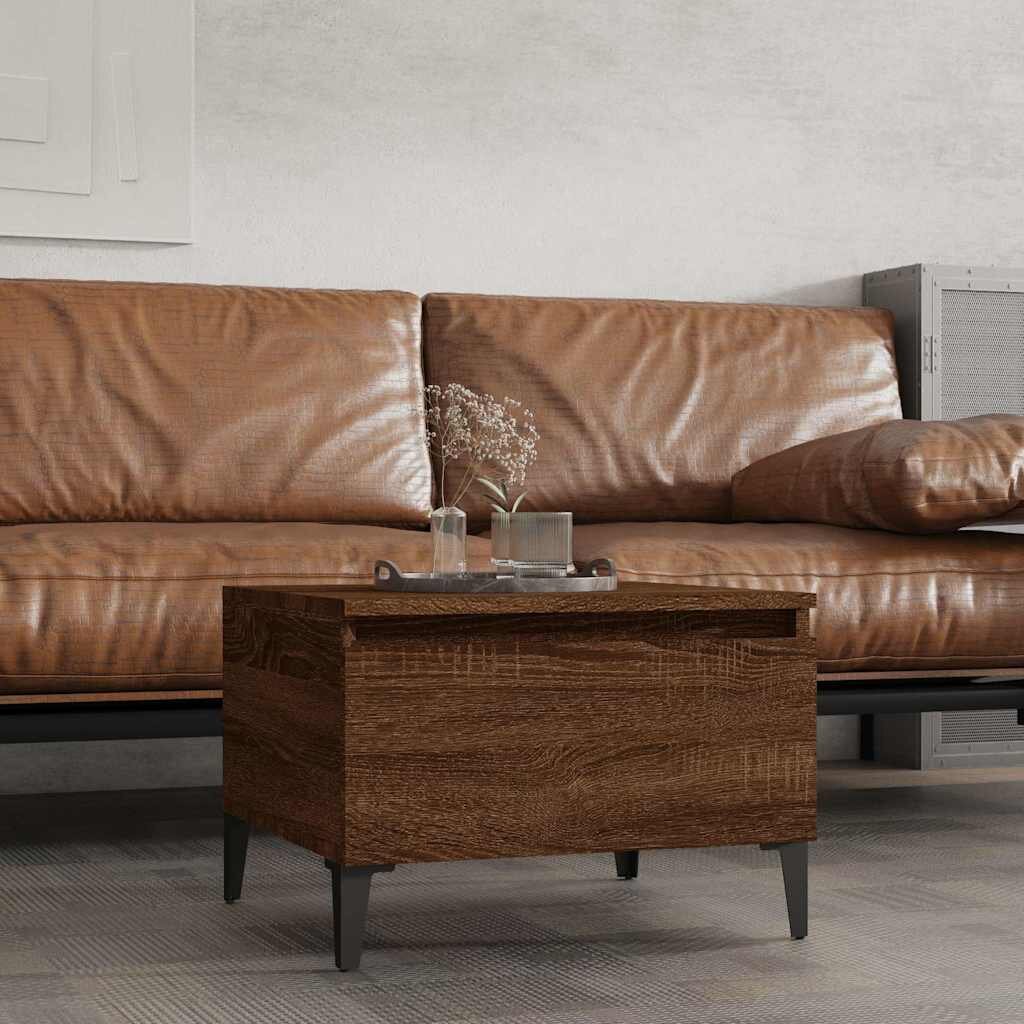 vidaXL Странична маса кафяв дъб 50x46x35 см инженерно дърво