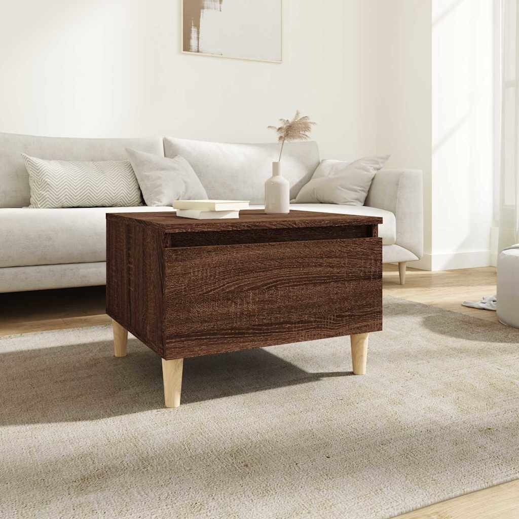 vidaXL Странична маса кафяв дъб 50x46x35 см инженерно дърво