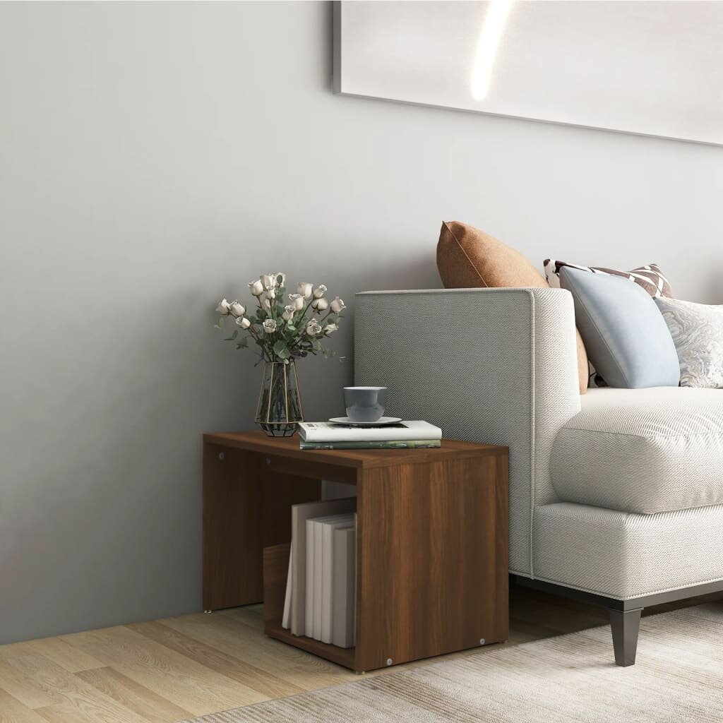 vidaXL Странична маса кафяв дъб 59x36x38 см инженерно дърво