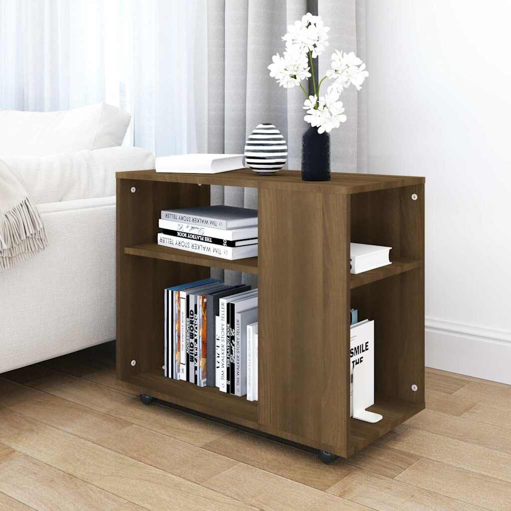 vidaXL Странична маса кафяв дъб 70x35x605 см инженерно дърво