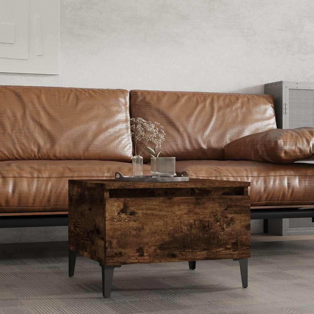 vidaXL Странична маса опушен дъб 50x46x35 см инженерно дърво
