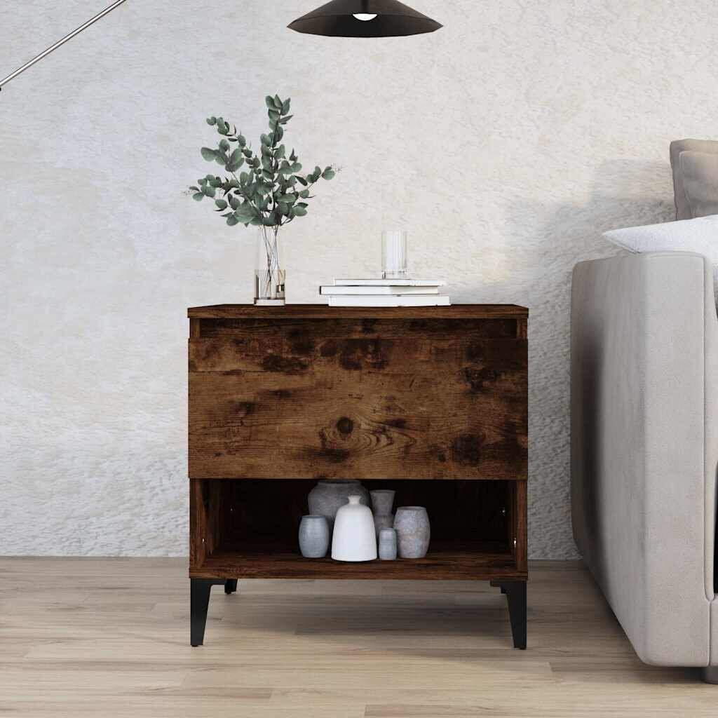 vidaXL Странична маса опушен дъб 50x46x50 см инженерно дърво