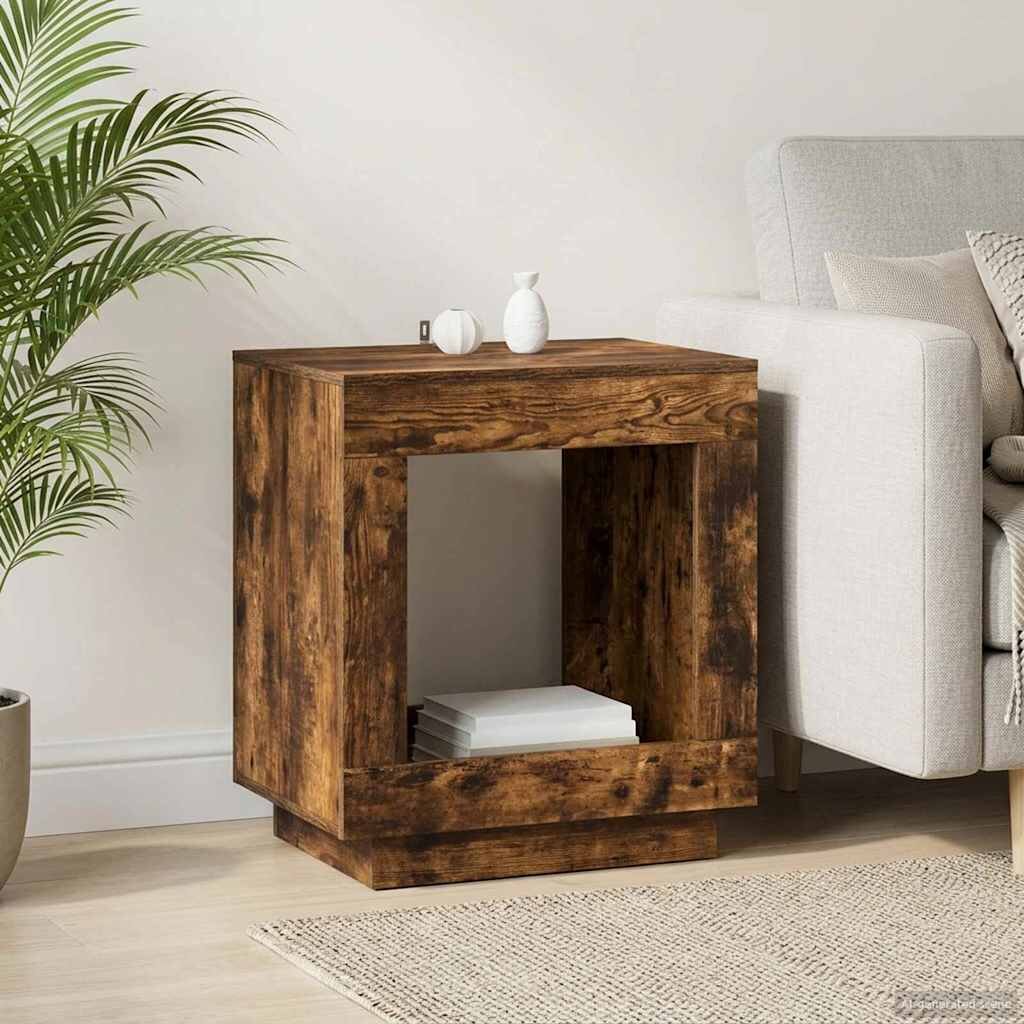 vidaXL Странична маса Опушен дъб 60 x 40 x 65 см Инженерна дървесина