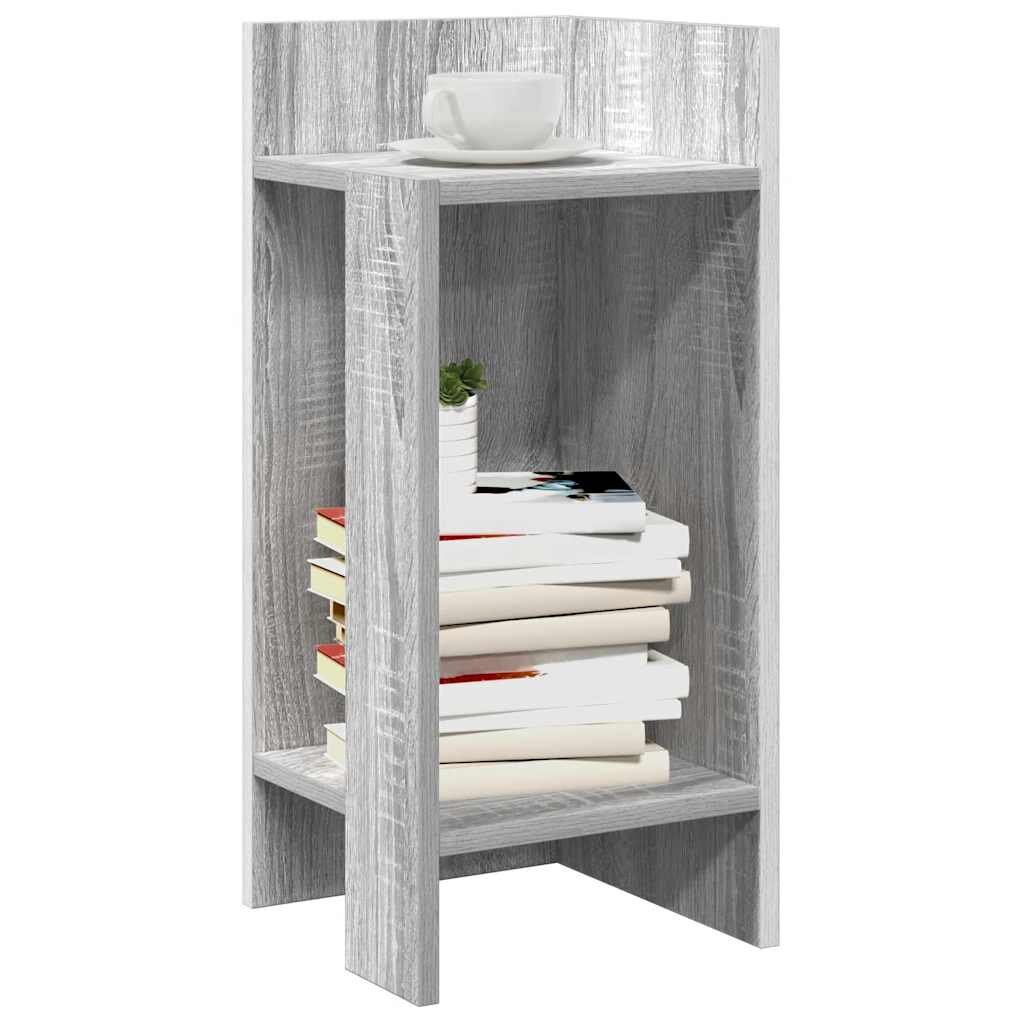 vidaXL Странична маса с рафт сив сонома 255x27x60 см