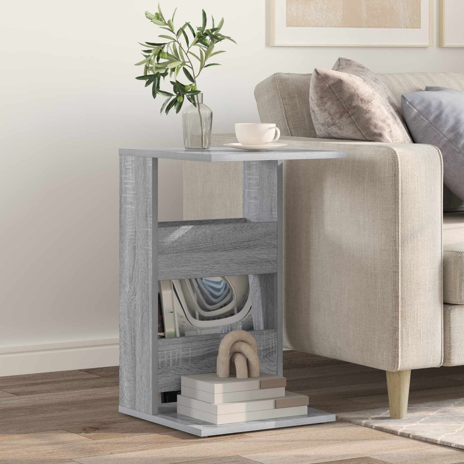vidaXL Странична маса Сив Сонома 40 x 35 x 605 см Инженерна дървесина
