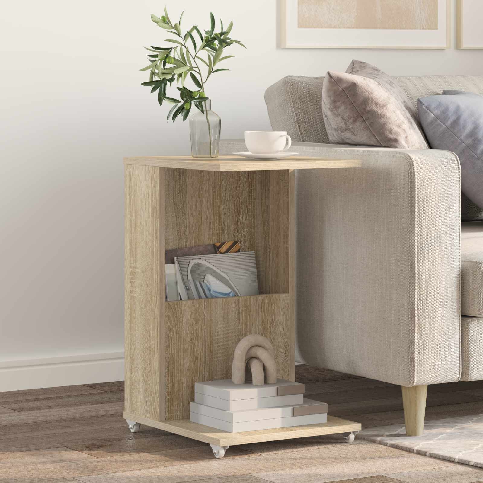 vidaXL Странична маса Сонома дъб 40 x 35 x 60 см Инженерна дървесина
