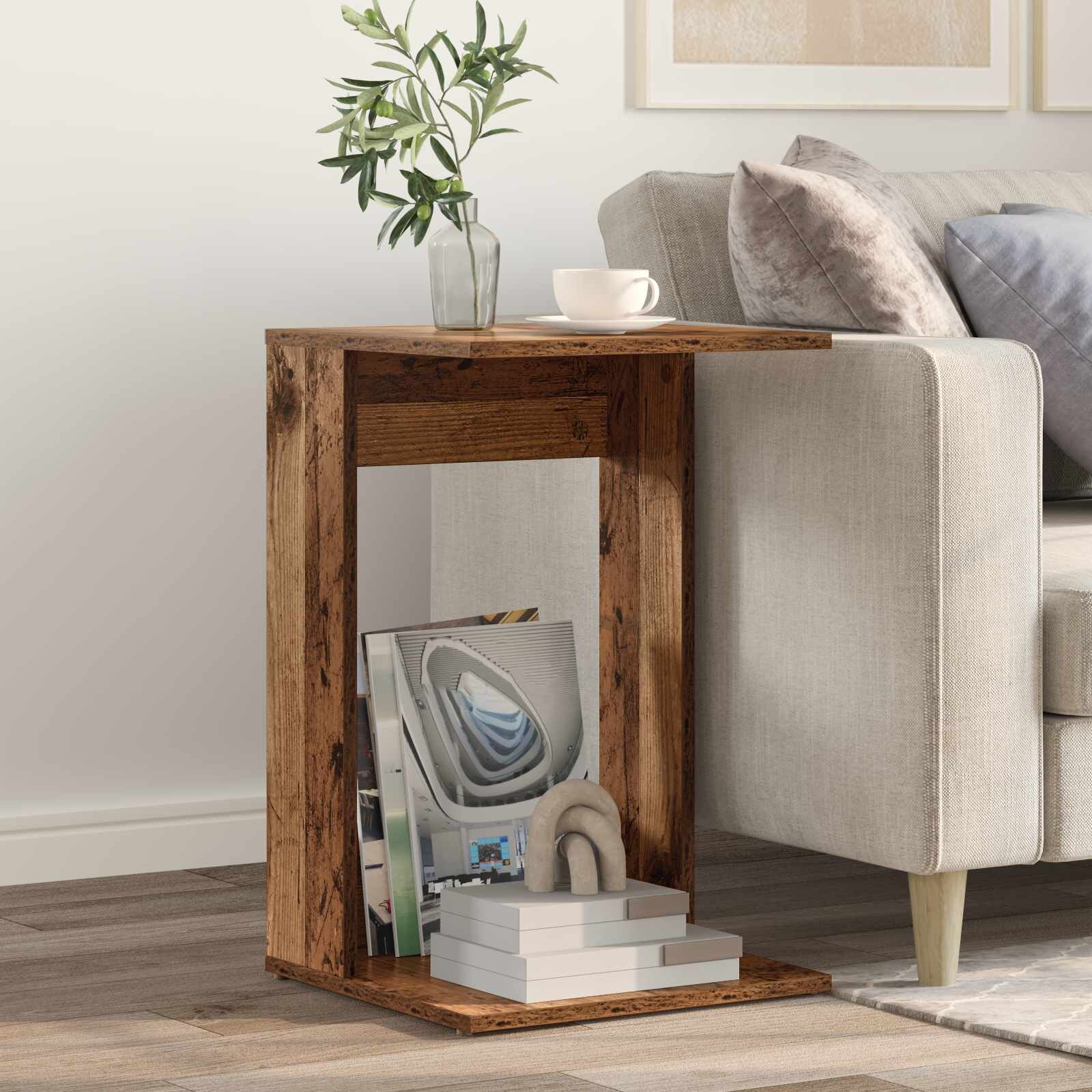 vidaXL Странична маса Старо дърво 40 x 38 x 625 см