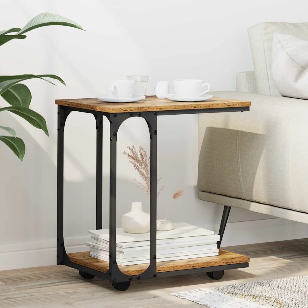 vidaXL Странична маса Старо дърво 50 x 35 x 55.5 см