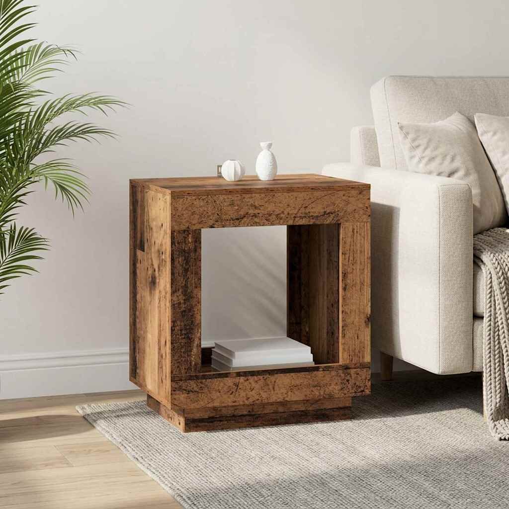 vidaXL Странична маса Старо дърво 60 x 40 x 65 см Инженерна дървесина