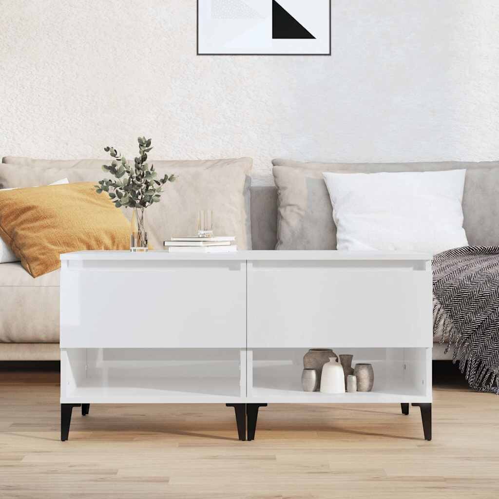 vidaXL Странични маси 2 бр бял гланц 50x46x50 см инженерно дърво