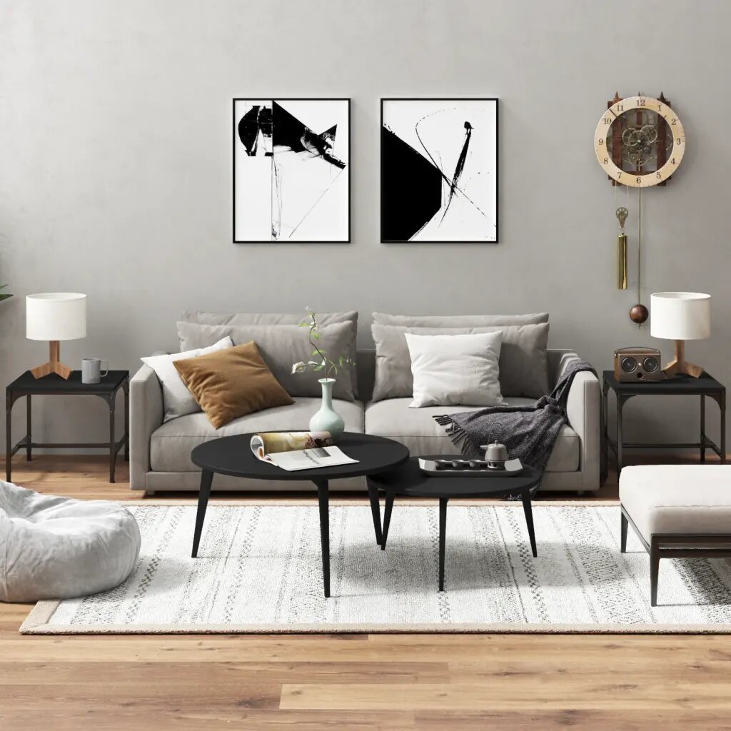 vidaXL Странични маси 2 бр черни 40x40x35 см инженерно дърво