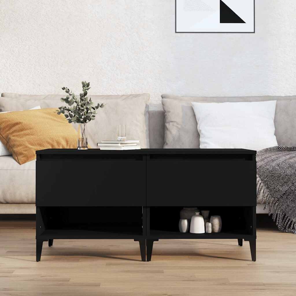 vidaXL Странични маси 2 бр черни 50x46x50 см инженерно дърво