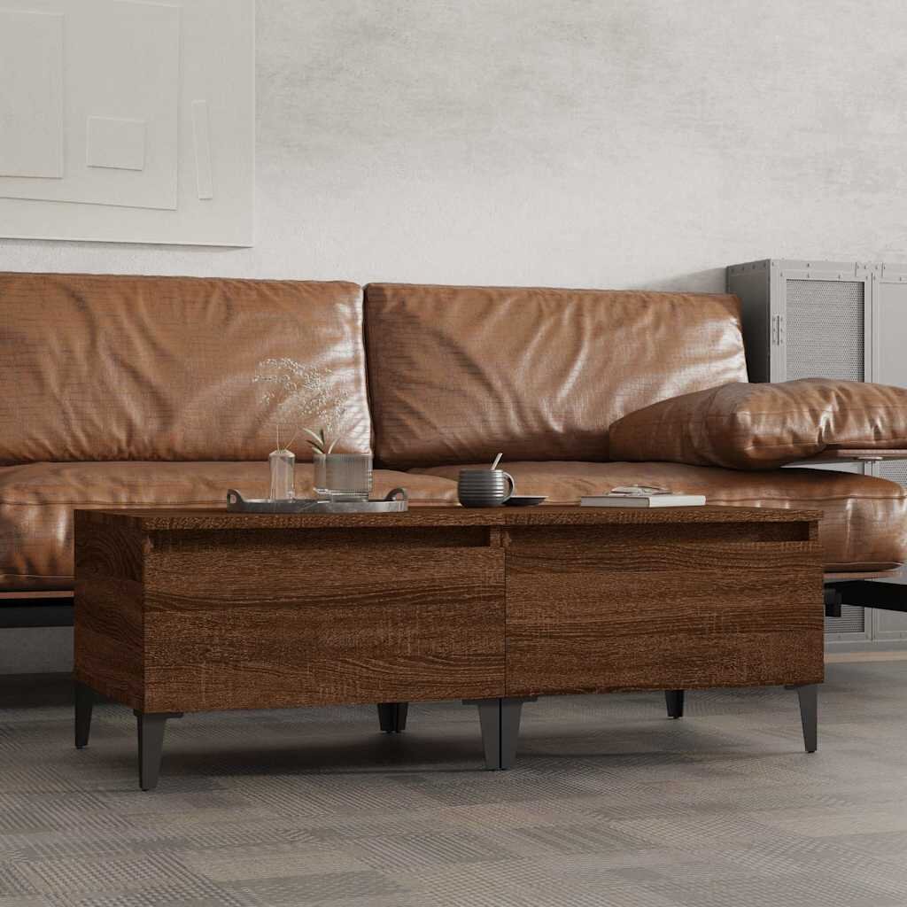 vidaXL Странични маси 2 бр Кафяв дъб 50x46x35 см инженерно дърво