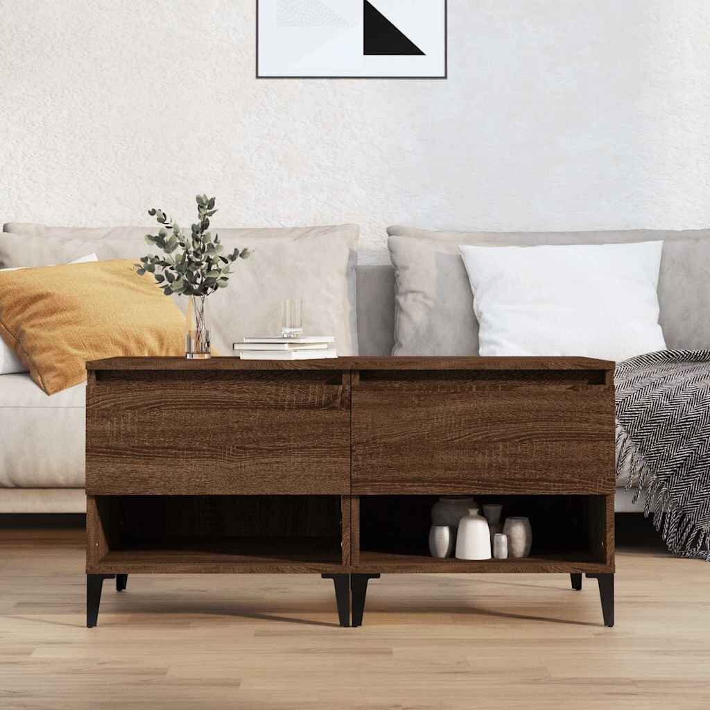vidaXL Странични маси 2 бр Кафяв дъб 50x46x50 см инженерно дърво