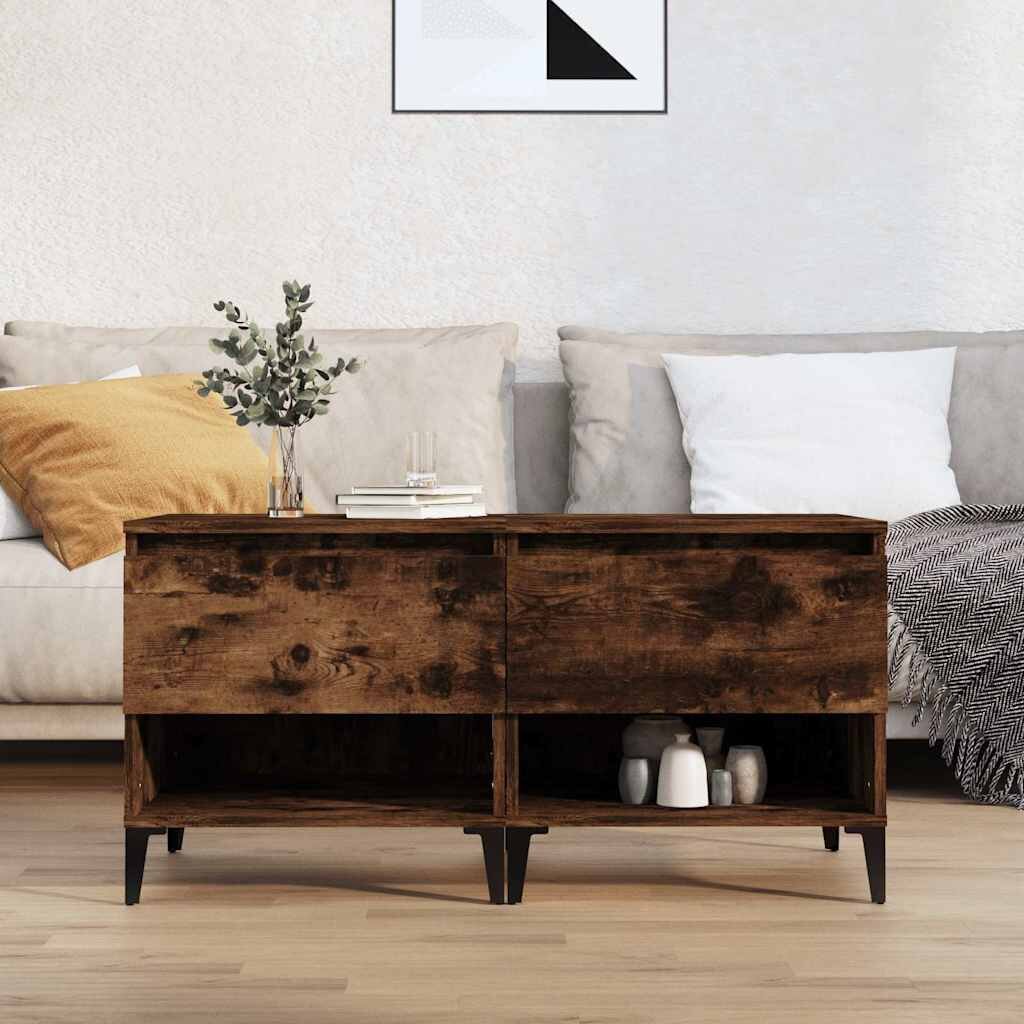 vidaXL Странични маси 2 бр опушен дъб 50x46x50 см инженерно дърво