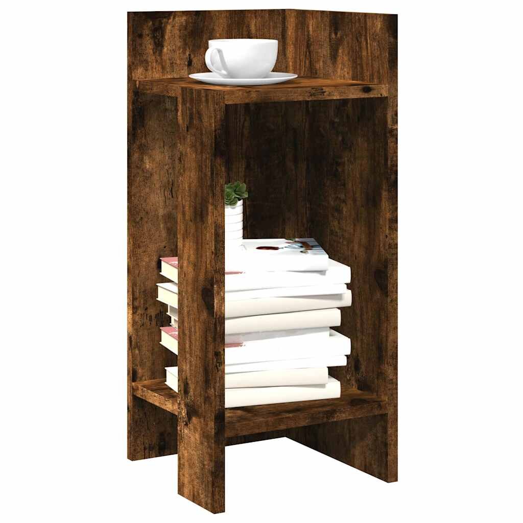 vidaXL Странични маси с рафт 2 бр опушен дъб 255x27x60 см
