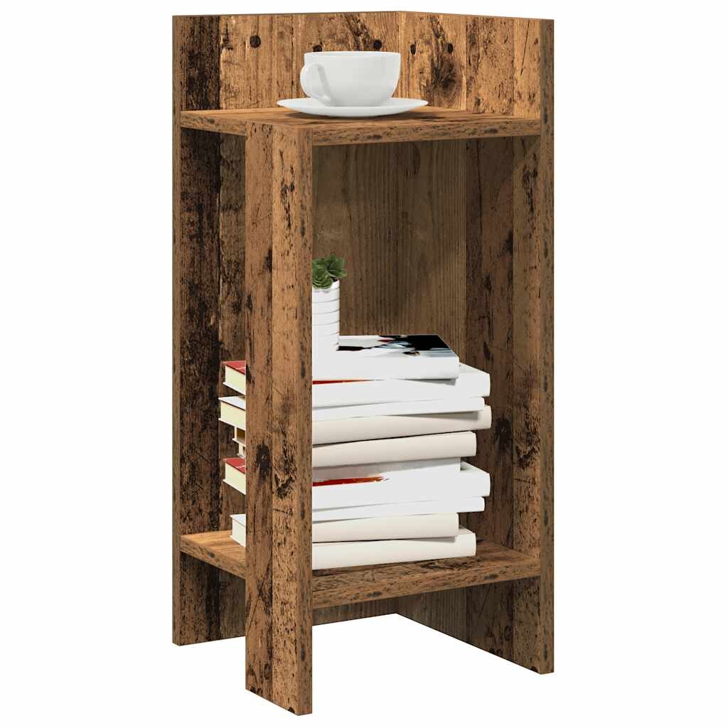 vidaXL Странични маси с рафт 2 бр старо дърво 255x27x60 см