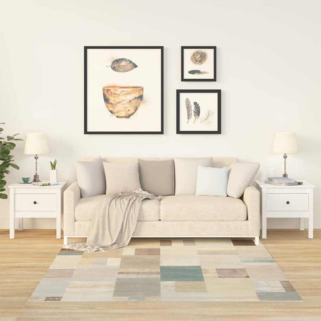 vidaXL Странични масички 2 бр бели 50x50x49 см борово дърво масив