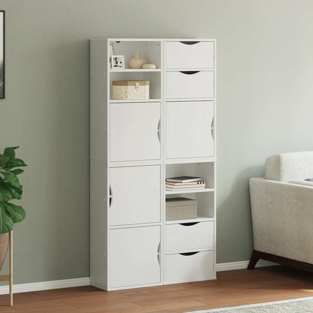 vidaXL Странични шкафове 4 бр. ODDA Бял 40x24x79 cm борово дърво масив