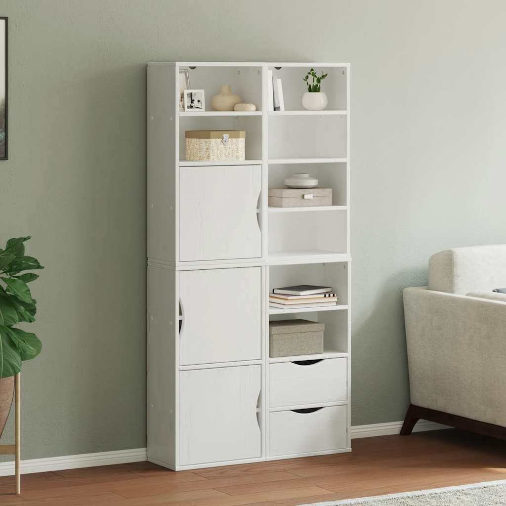 vidaXL Странични шкафове 4 бр. ODDA Бял 40x24x79 cm борово дърво масив